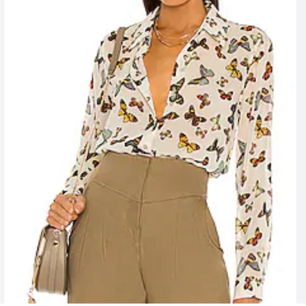 L’AGENCE WOMEN’S LAURENT BUTTON DOWN BUTTERFLY BLOUSE SZ XS